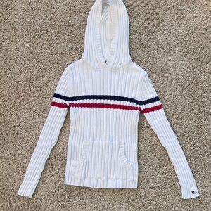 Ralph Lauren White Hooded Sweater with Stripes